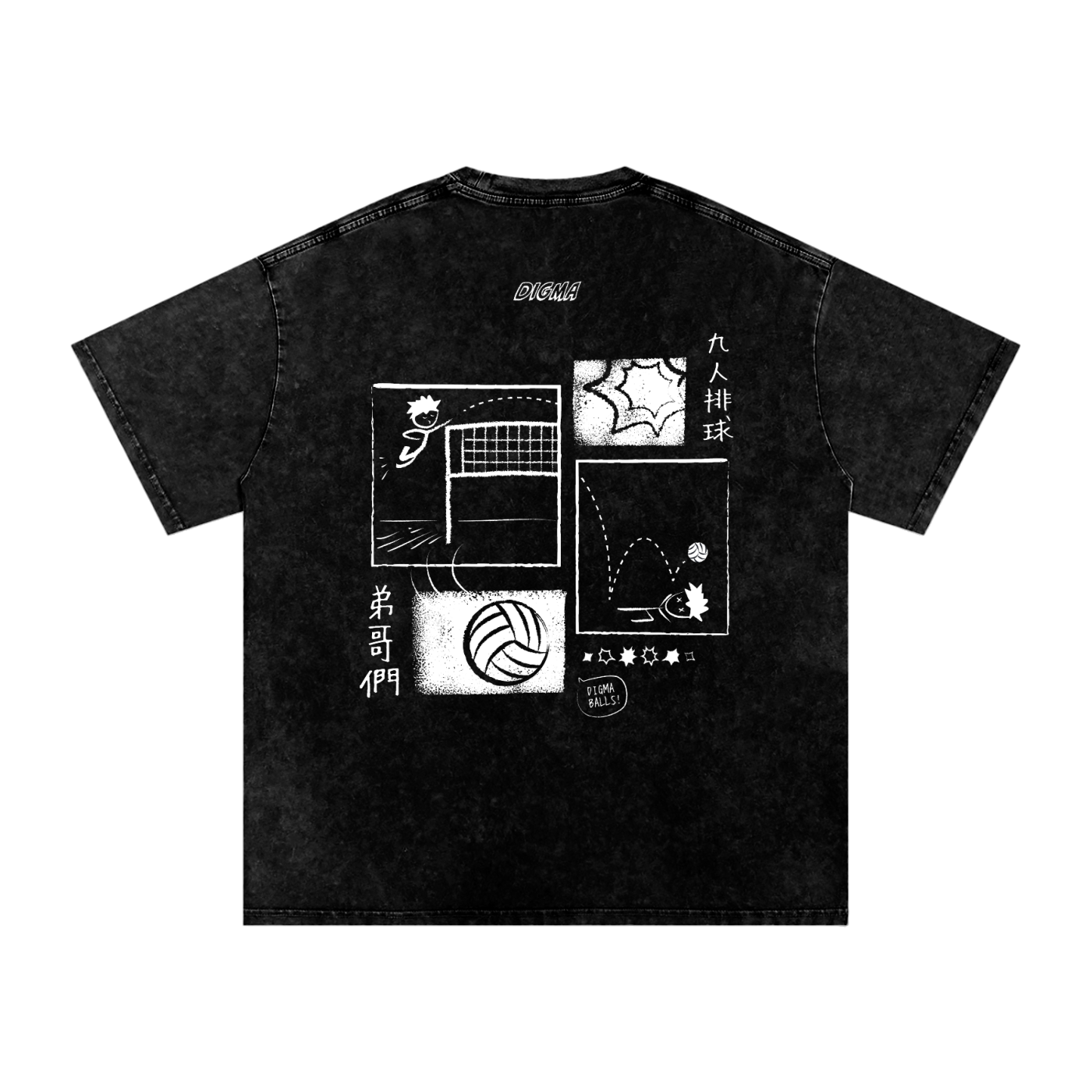 Digma Guy All White 9man Acid Wash Oversize T-Shirt