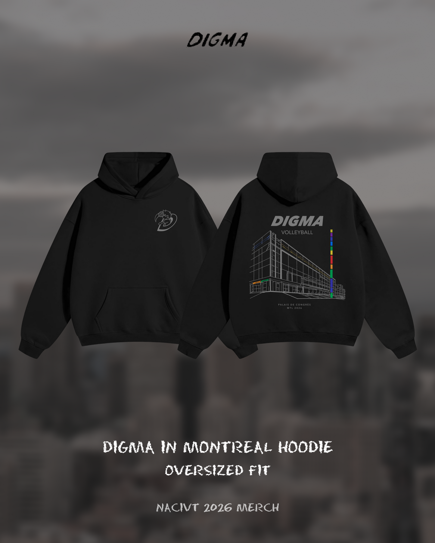 "Digma in Montreal" Essential Heavyweight Drop-Shoulder Hoodie