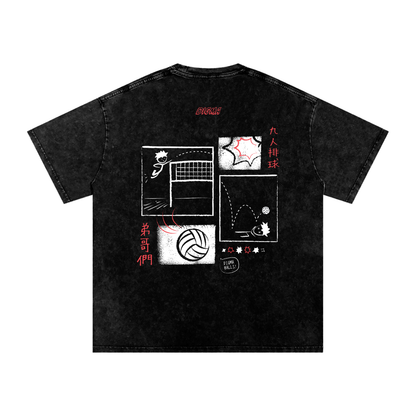 Digma Guy Red Accents 9man Acid Wash Oversize T-Shirt